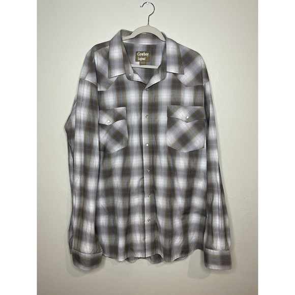 Cowboy Legend Other - Cowboy Legend Plaid Long Sleeve Western Pearl Snap Button Down Shirt Sz 3XLT‎